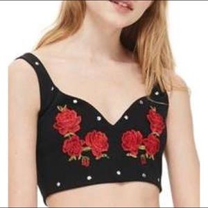 Studed Floral Embroidered Bralette